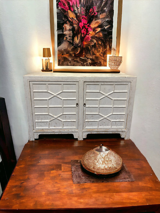 Handmade White Sideboard 2 Doors Cabinet 64x17x42H