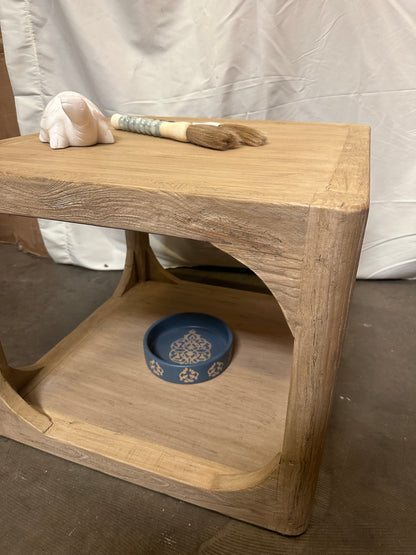 Ming arched side table Weathered white wash 24x24x20