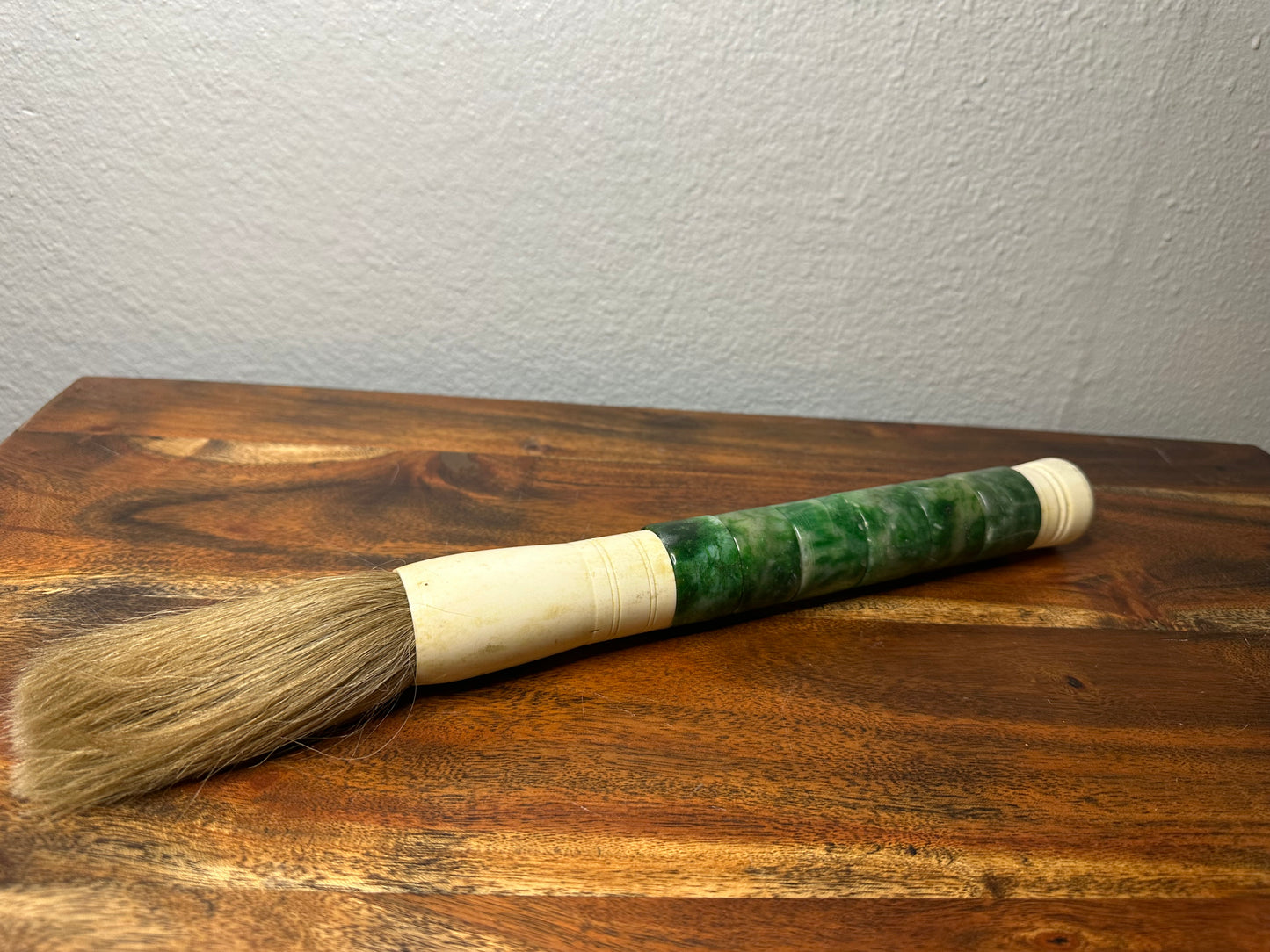 Green Jade Calligraphy Brush / 14 inches Dark and light