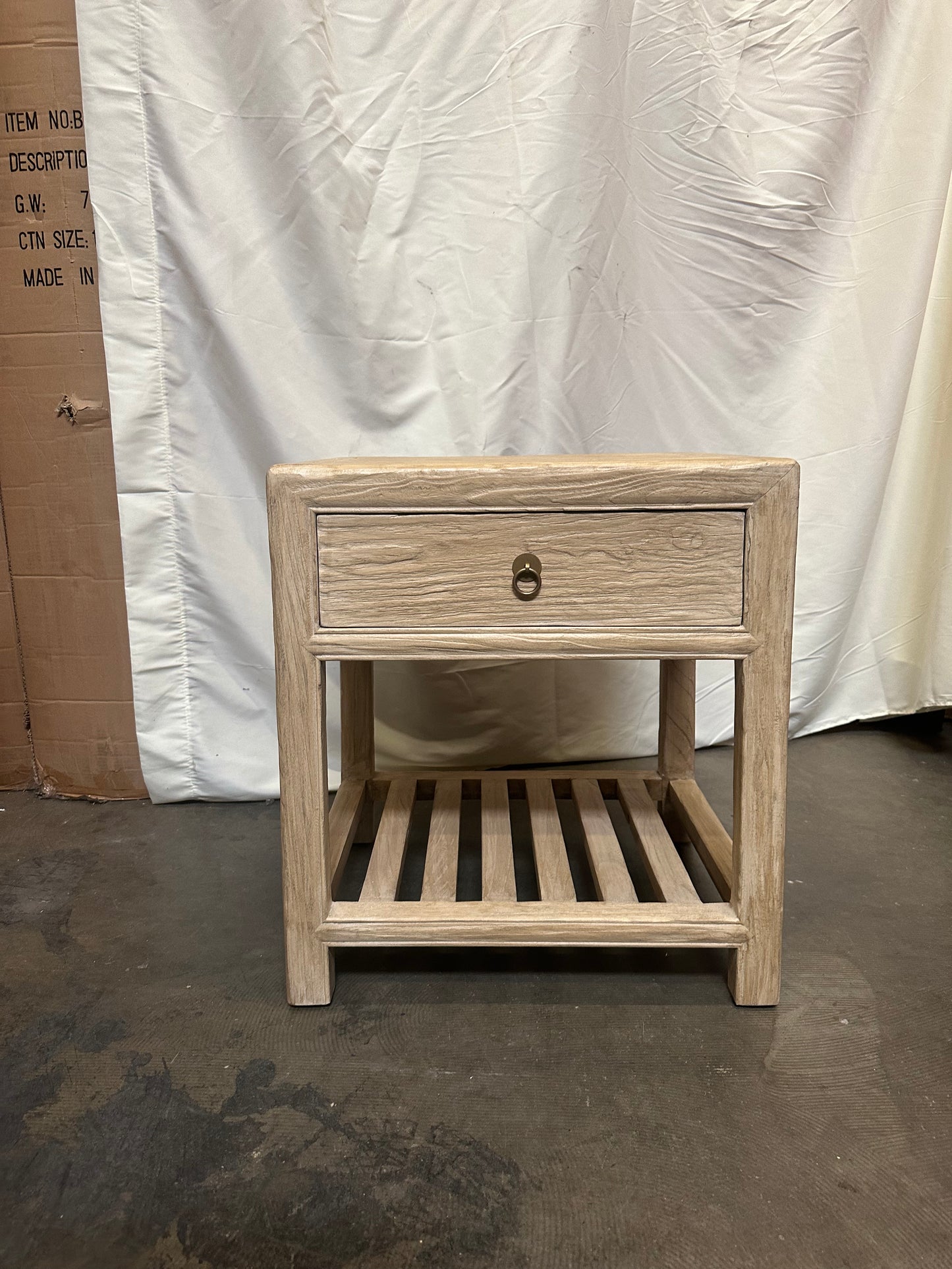 Handmade Side Table Weathered Natural