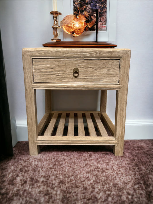 Handmade Side Table Weathered Natural