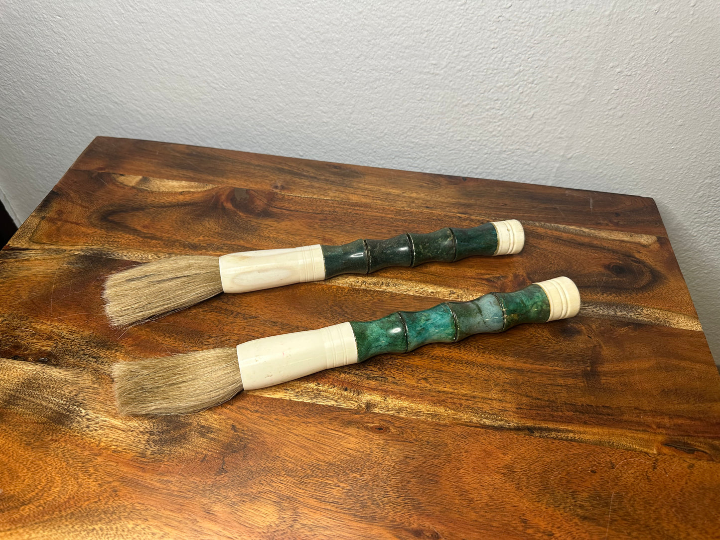 Approx. 14" Long Green Cylindrical Jade Calligraphy Brush