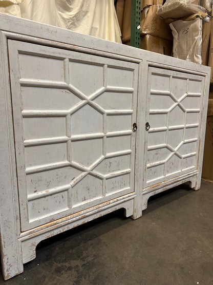 Handmade White Sideboard 2 Doors Cabinet 64x17x42H