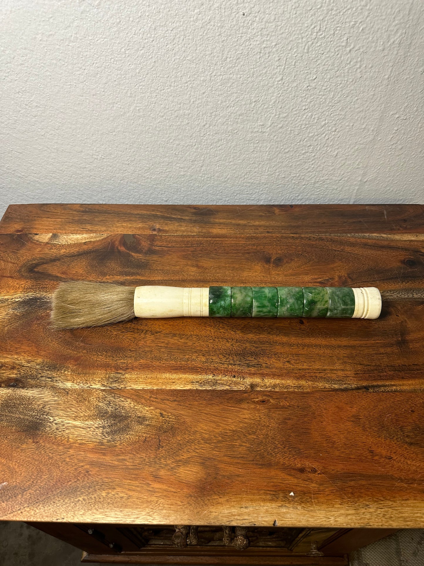 Green Jade Calligraphy Brush / 14 inches Dark and light