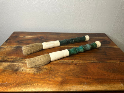 Approx. 14" Long Green Cylindrical Jade Calligraphy Brush