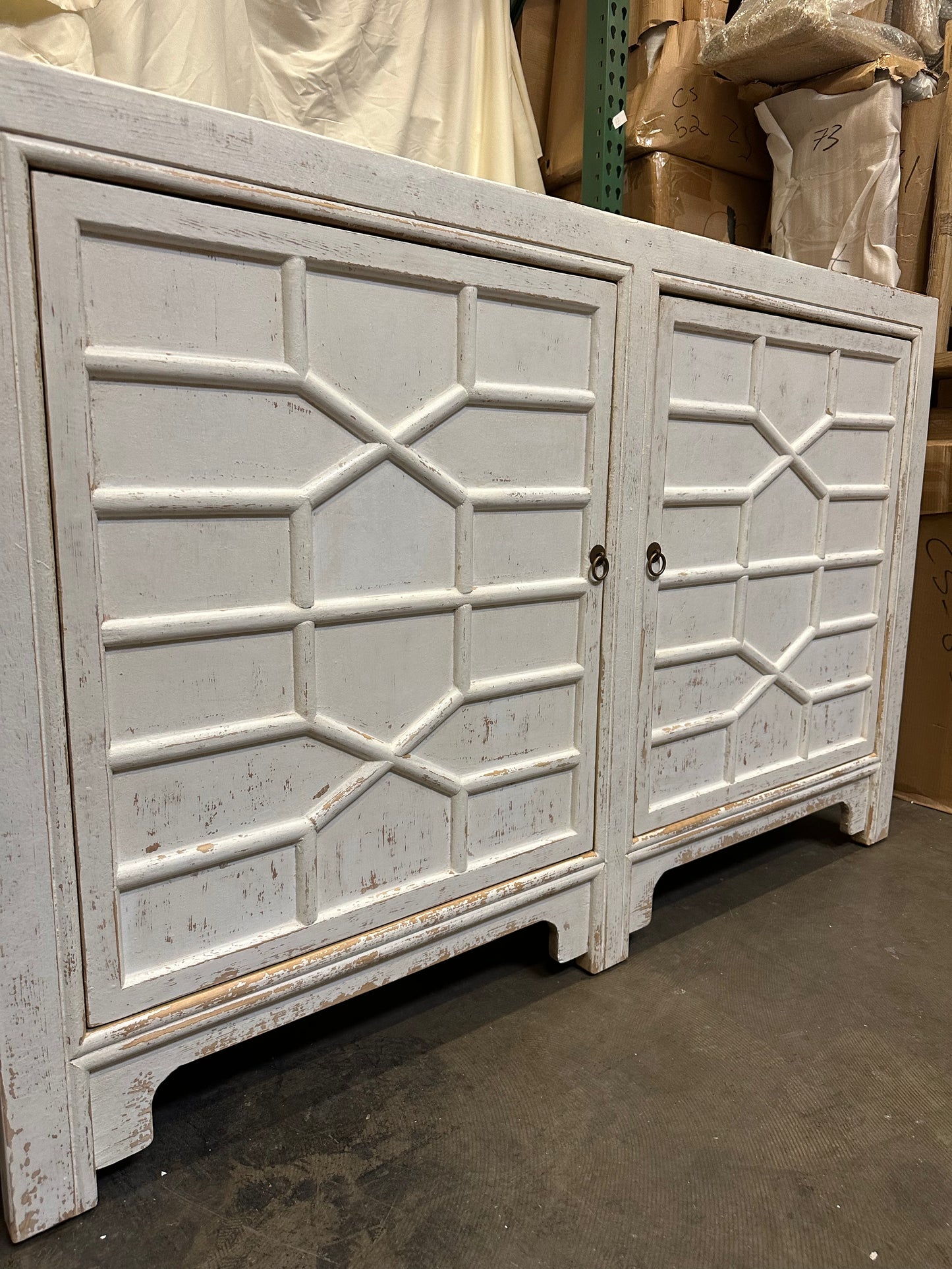 Handmade White Sideboard 2 Doors Cabinet 64x17x42H