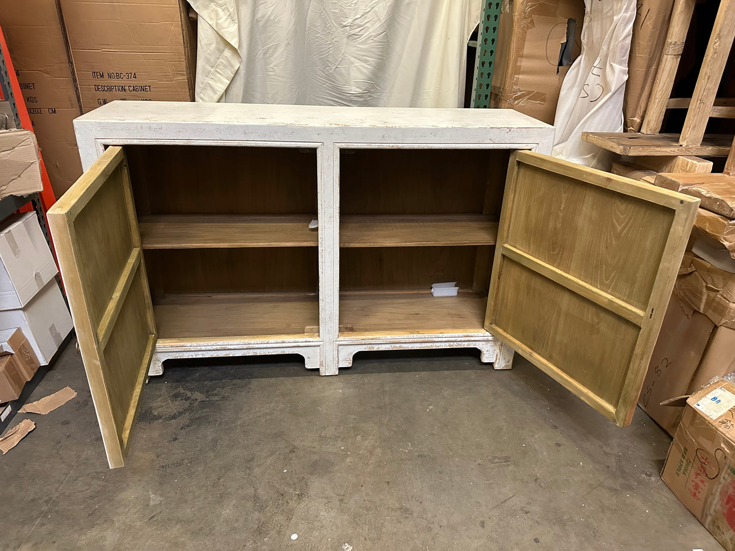 Handmade White Sideboard 2 Doors Cabinet 64x17x42H