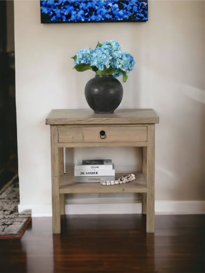 One Drawer Side Table Weathered Natural 30x18x31H