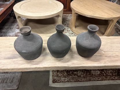 Handmade Earthy Grey Pottery Gourd-Shaped Vase  ( multiple sizes )