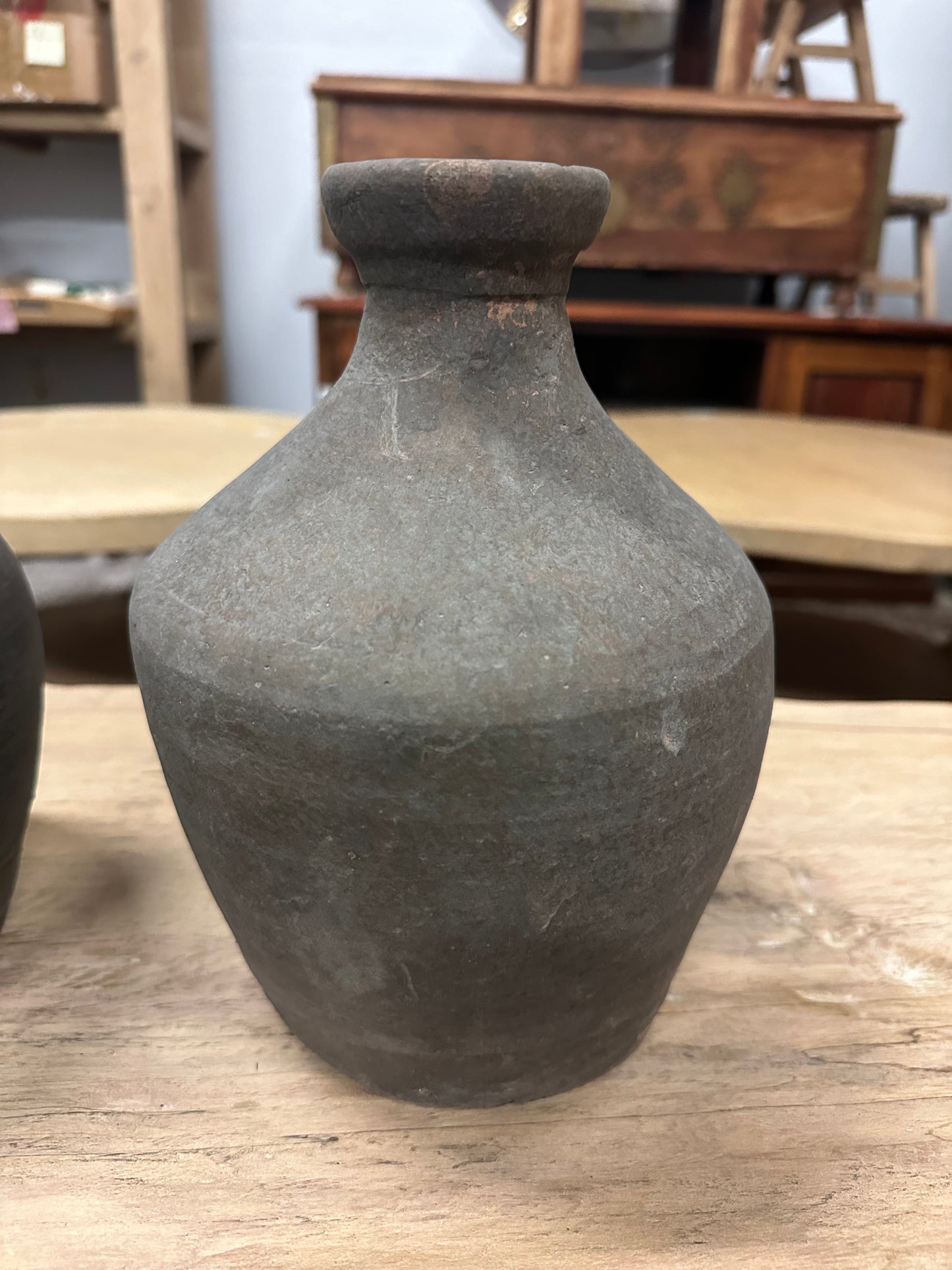 Handmade Earthy Grey Pottery Gourd-Shaped Vase  ( multiple sizes )