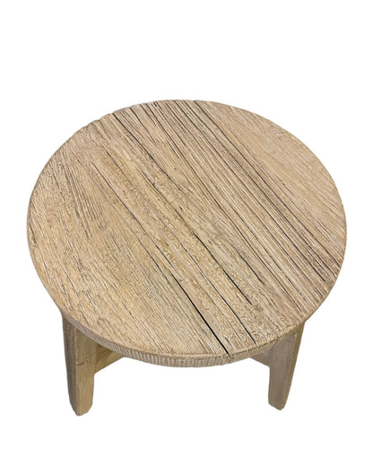 Natural Elm Wood Round Stool Weathered / Round Side Table (Size & Finish Vary)