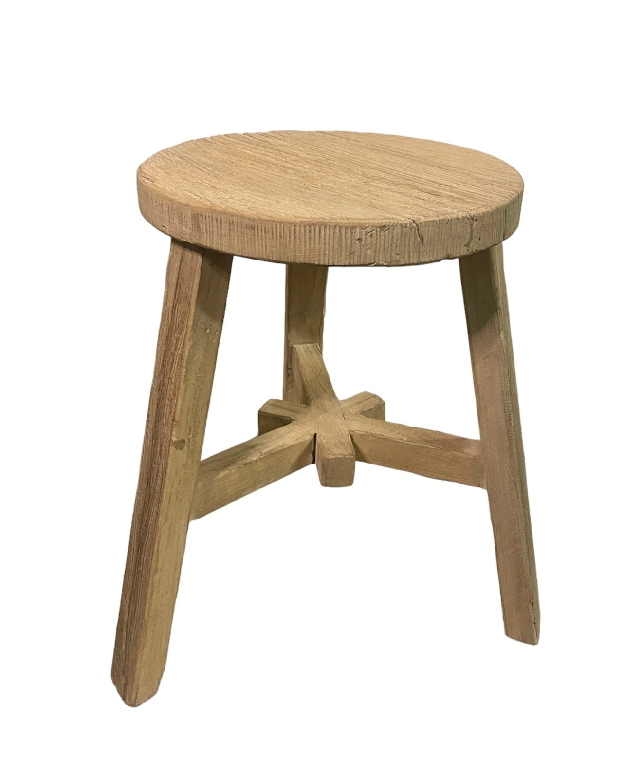 Natural Elm Wood Round Stool Weathered / Round Side Table (Size & Finish Vary)