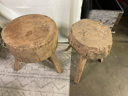 Antique Rustic Vintage Wooden Stool / side table / tree shape