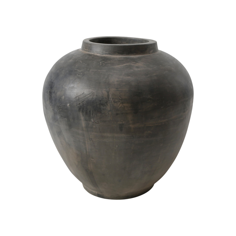 Earthy Gray Pottery Pot Round