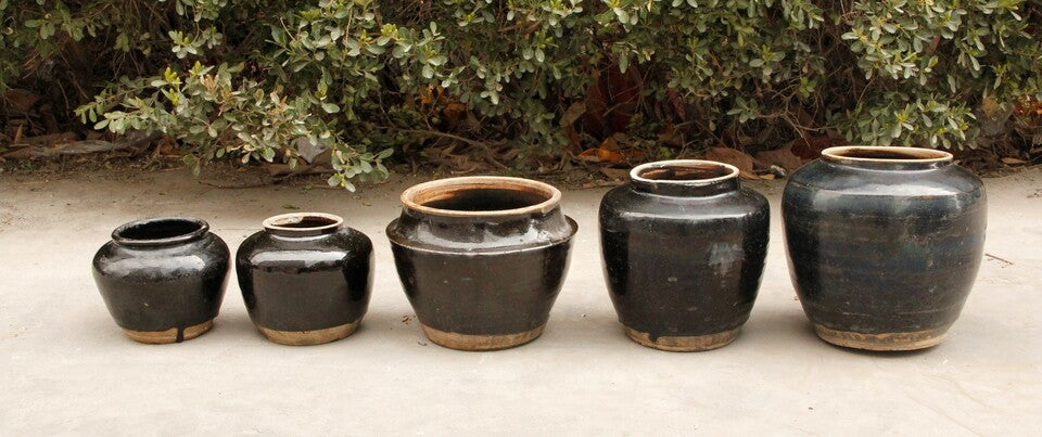 Vintage Oil Pot With Black Glazed