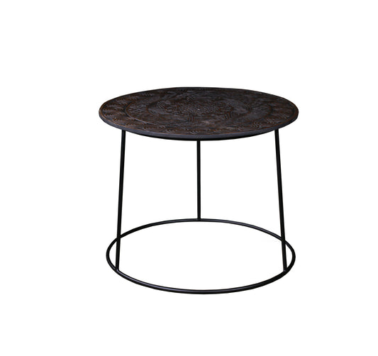 Alin Side Table Carving Dark Brown.