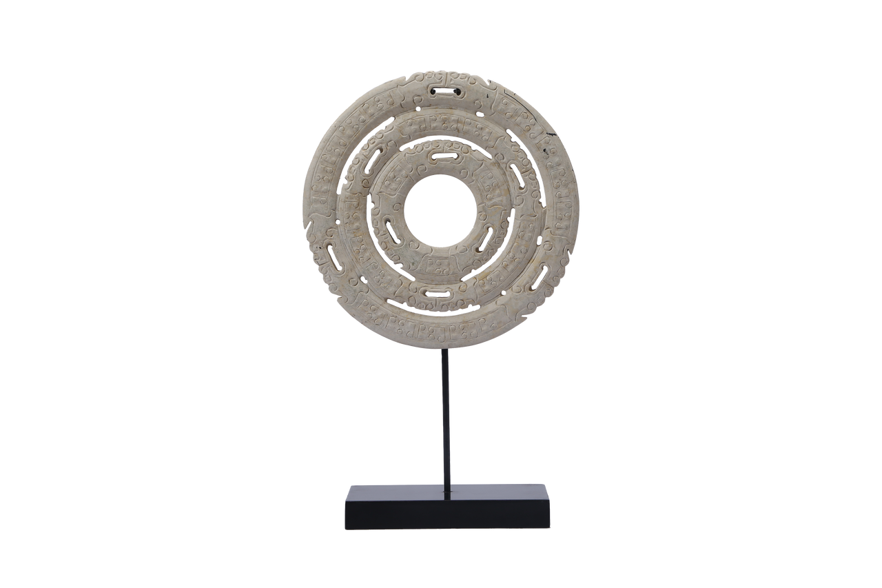 Jade Feng Shui Concentric Circle with Stand.