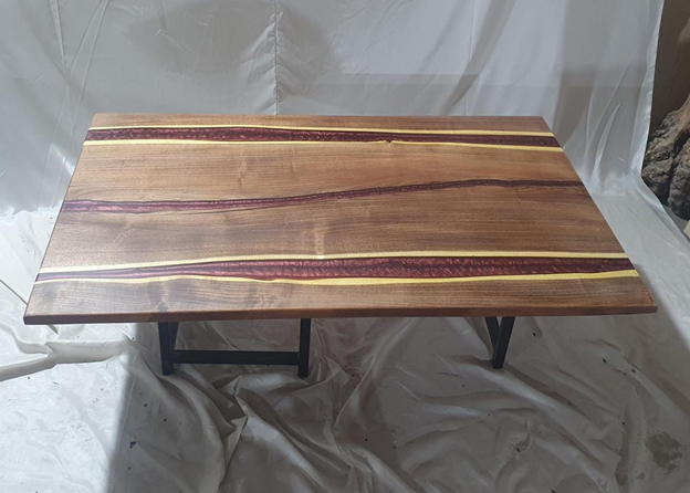 Epoxy Resin Acacia Wood Rectangular Coffee Table/Modern Table Burgundy 50 X 31.5 X 19.5 inches Handmade