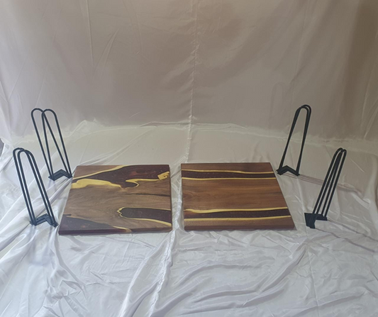 Set of 2 Epoxy Resin Acacia Wood Rectangular End Table/Side Table/Modern Table Burgundy 22X 22 X 20 inches Handmade