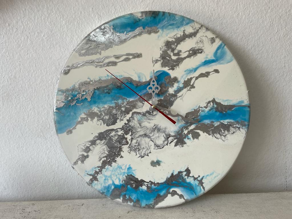 Epoxy 16 inches Round Clock with Glitter Hand made ( Multiple Style )