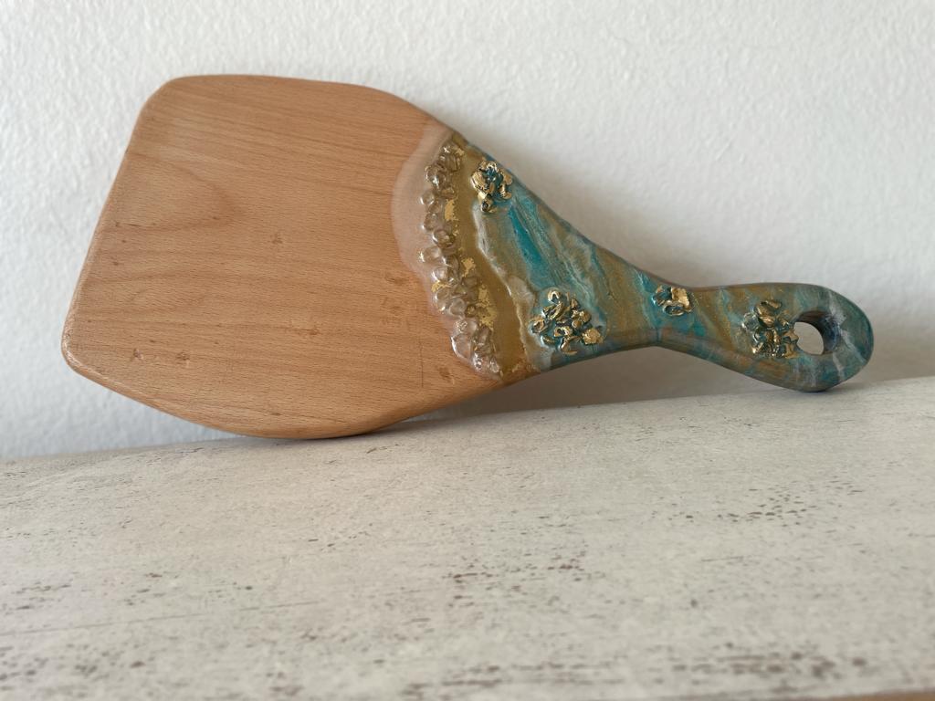 Shore Themed Resin Epoxy Wood Charcuterie Board with Circle Handle / Cheese Board/ Serving Board. Hand made