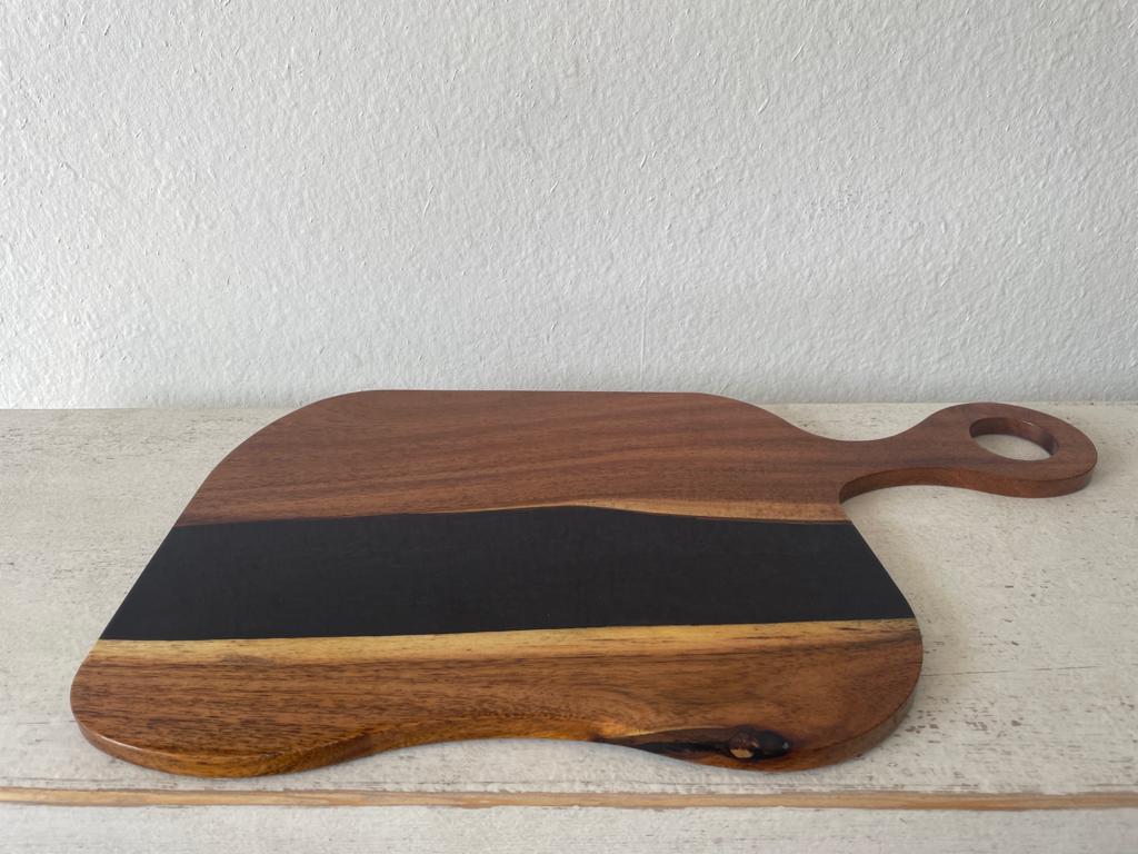 River Themed Resin Epoxy Wood Charcuterie Board with Circle Handle /Cheese Board/Serving Board