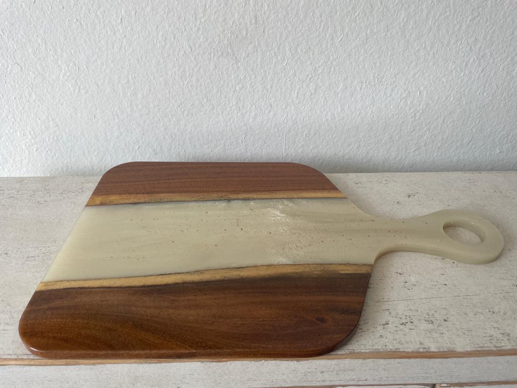 River Themed Resin Epoxy Wood Charcuterie Board with Circle Handle /Cheese Board/Serving Board