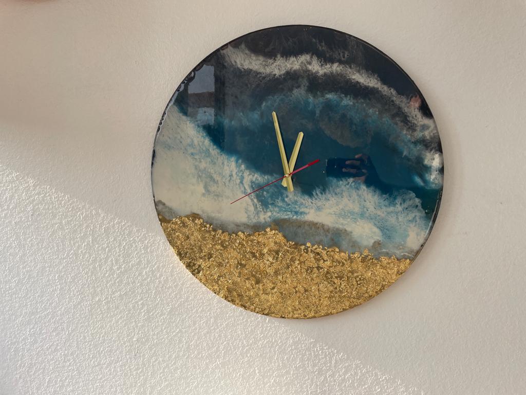 Blue Ocean Resin Epoxy Wall Clock 23.5 inches Diameter