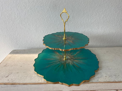 Resin Epoxy Cake Stands/ Organizer Tray/ Make up Tray 1-2 Levels Handmade