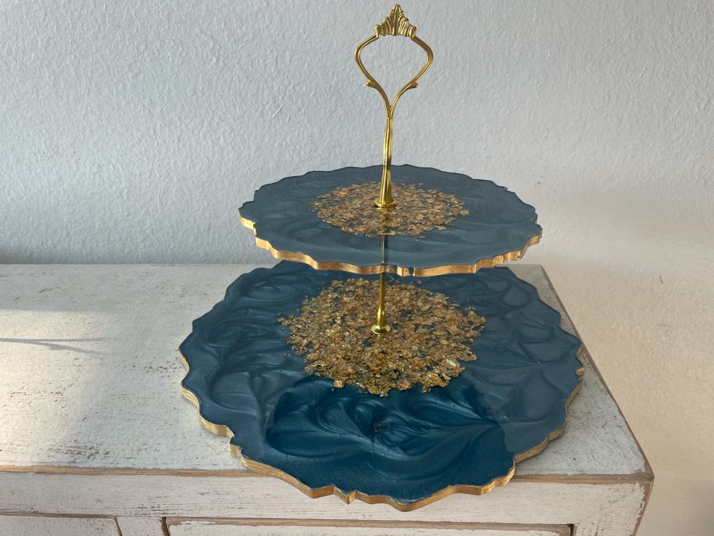 Resin Epoxy Cake Stands/ Organizer Tray/ Make up Tray 1-2 Levels Handmade