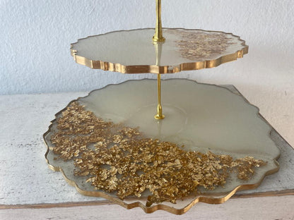 Resin Epoxy Cake Stands/ Organizer Tray/ Make up Tray 1-2 Levels Handmade