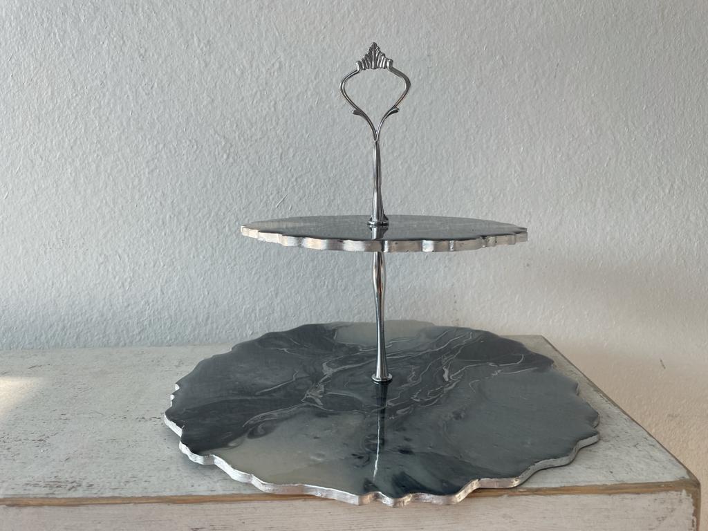 Resin Epoxy Cake Stands/ Organizer Tray/ Make up Tray 1-2 Levels Handmade