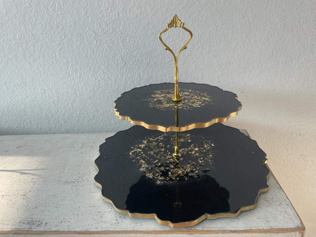 Resin Epoxy Cake Stands/ Organizer Tray/ Make up Tray 1-2 Levels Handmade