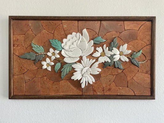 Flowers Marble Mosaic 3D Wall Art (Natural Stone) Hand made