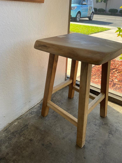 Live Edge Stool Walnut Wood Natural