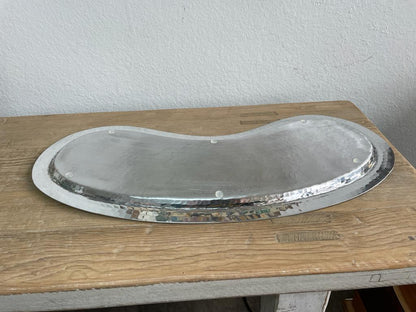 Hammered Aluminum Tray Peanut Look Edged Bottom Handmade 21.5X7.75X0.5 Inches