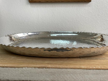 Oval Hammered Aluminum Tray Handmade 19X14.25X1.5 inches