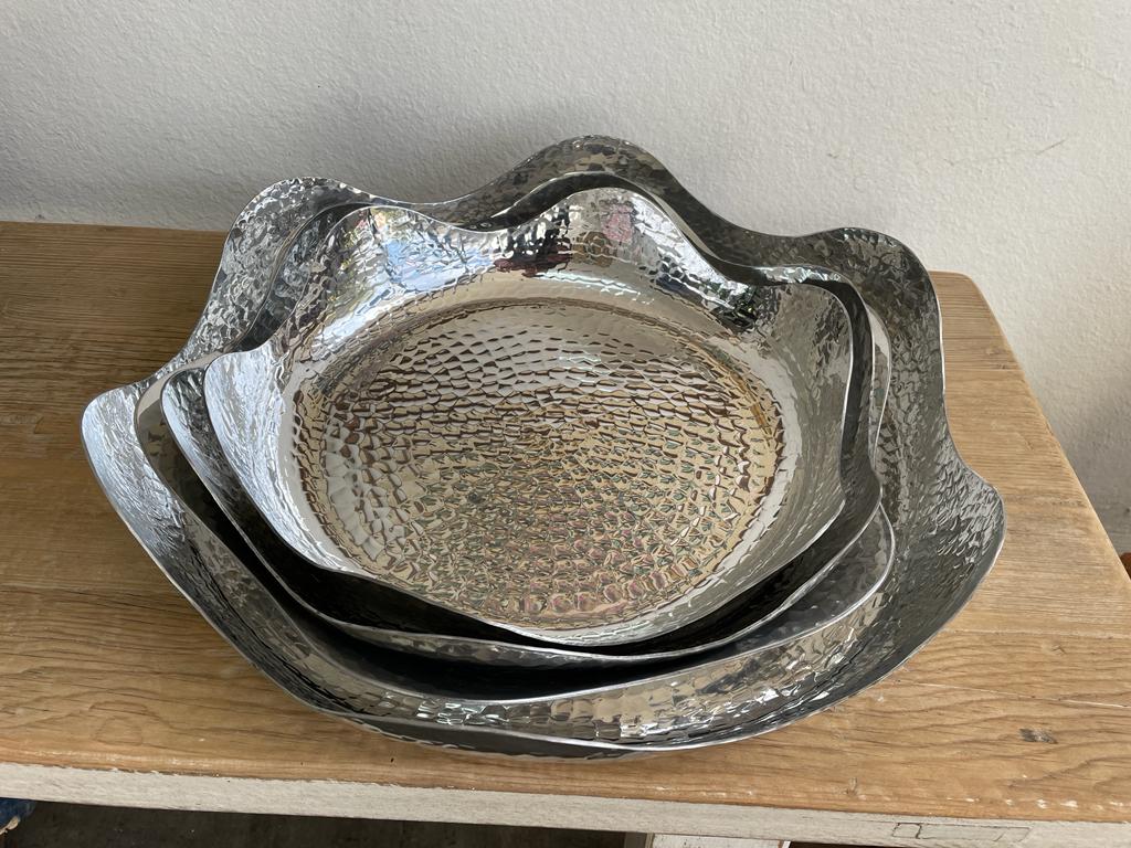 Hammered Aluminum Tray Rose Shape Handmade (Multiple Sizes & Bottom Shapes)