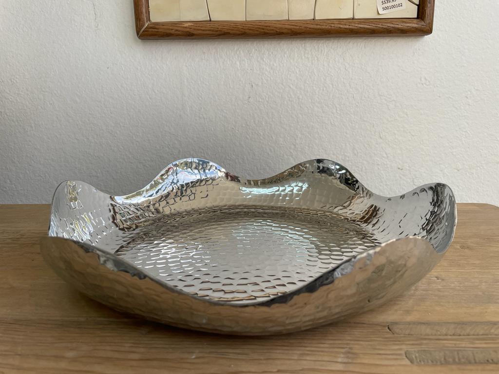 Hammered Aluminum Tray Rose Shape Handmade (Multiple Sizes & Bottom Shapes)