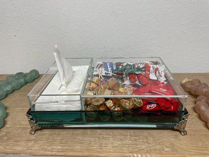 Acrylic Condiments Box with Napkin Box Tray and Aluminum Legs Handmade Gift