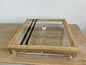 Square Acrylic Service Tray with Wood Frame Decorative Tray Handmade 4 Containers with Cover (Multiple Cover Designs)