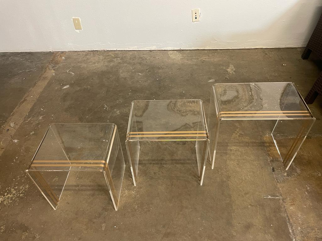 Set of 3 Coffee Table / Side Table / End Table U Shape Acrylic / Handmade Medium