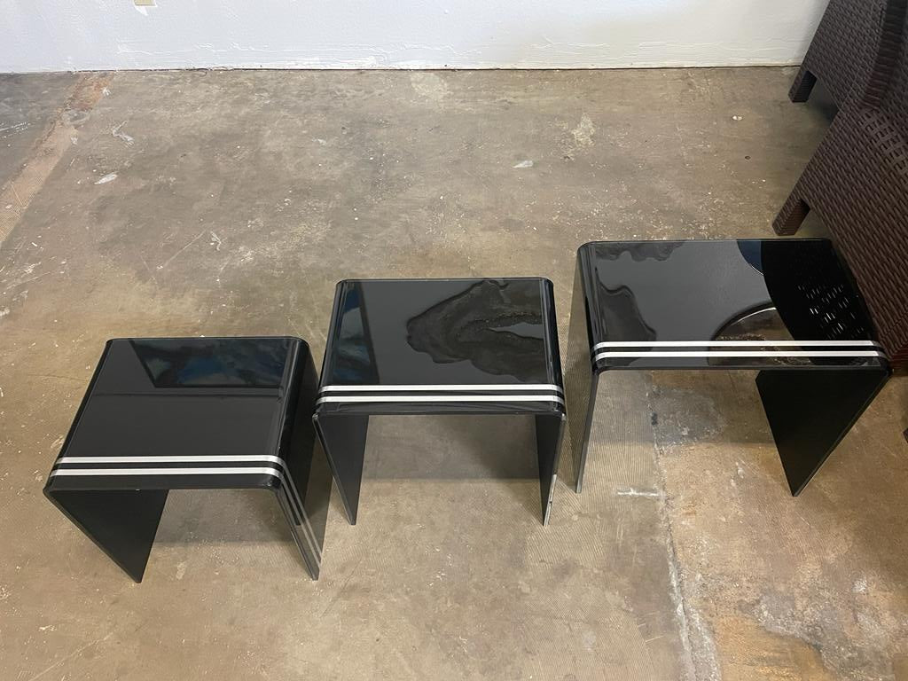 Set of 3 Coffee Table / Side Table / End Table U Shape Acrylic / Handmade Large