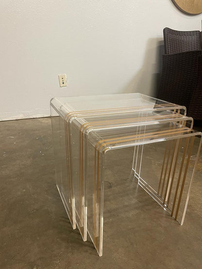 Set of 3 Coffee Table / Side Table / End Table U Shape Acrylic / Handmade Medium