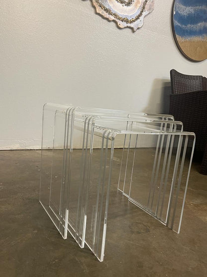 Set of 3 Coffee Table / Side Table / End Table U Shape Acrylic / Handmade Medium