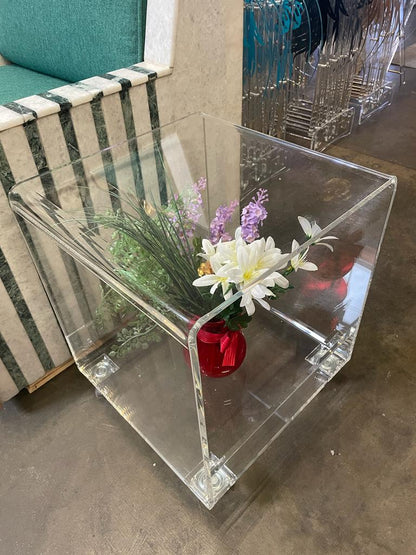 Clear Transparent Coffee Table / Clear Side Table / Clear End Table / Clear Accent Table / Coffee Table on Wheels / Indoor Planter /Handmade