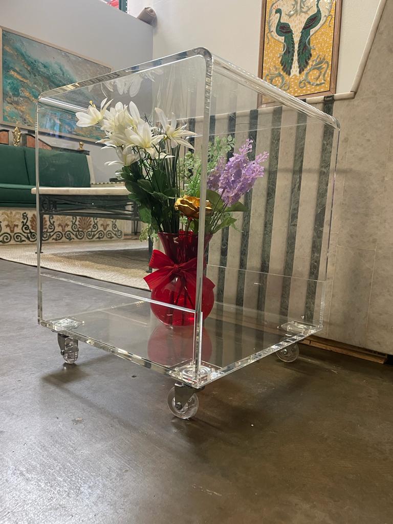 Clear Transparent Coffee Table / Clear Side Table / Clear End Table / Clear Accent Table / Coffee Table on Wheels / Indoor Planter /Handmade