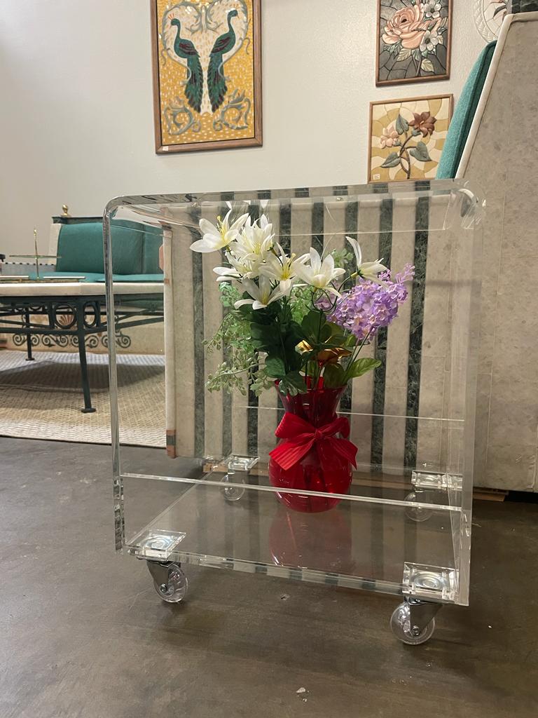 Clear Transparent Coffee Table / Clear Side Table / Clear End Table / Clear Accent Table / Coffee Table on Wheels / Indoor Planter /Handmade