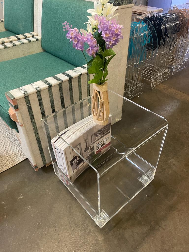 Clear Transparent Coffee Table / Clear Side Table / Clear End Table / Clear Accent Table / Coffee Table on Wheels / Indoor Planter /Handmade