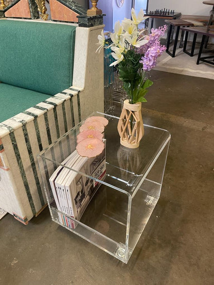 Clear Transparent Coffee Table / Clear Side Table / Clear End Table / Clear Accent Table / Coffee Table on Wheels / Indoor Planter /Handmade